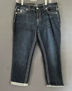 Paisley Sky Size 12 Jean Capris Womens Double Stitch Rhinestones Stretch NEW - Picture 1 of 17