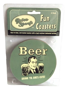Fun Coasters Retro Spoofs Fun Beer Drink Til She's Cute Coasters - Set of Four - Picture 1 of 8