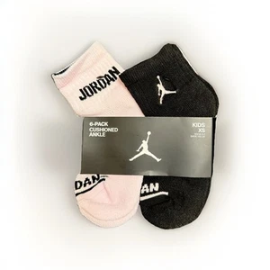Air Jordan 6-Pack Cushioned Ankle Socks For Girls/Kids Size 5-7 - Picture 1 of 1