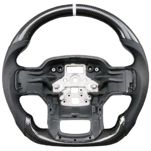 Round Top Carbon Fiber Steering Wheel Fit Ford F150 F250 No Heated 22-24 - Picture 1 of 7