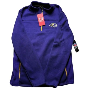NWT NFL Team Apparel Baltimore Ravens 1/4 Zip Pullover Purple/Yellow Log Size LG - Picture 1 of 8