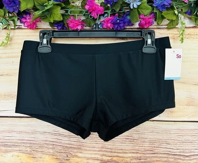 SO Women’s Black Swim Boyshort Bikini Bottom Size L (11–13) NWT - Изображение 1 из 4