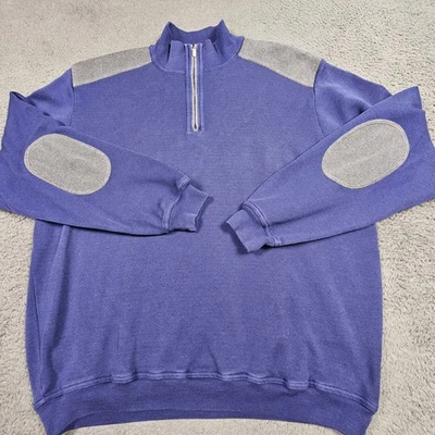 Vintage St Croix 1/4 Zip Sweater Mens XXL Dark Blue Elbow Patch Fashion Fit - Image 1 of 4