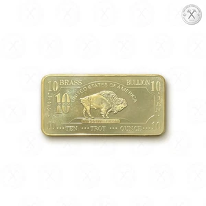 10 oz Brass Bar - American Buffalo CMC Mint - 10 Troy ounces (311 g) Fine Brass - Picture 1 of 12