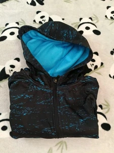 Xersion Boys Size Medium 10/12H Full Zip Hoodie Sweatshirt Black Blue Pockets - Picture 1 of 5