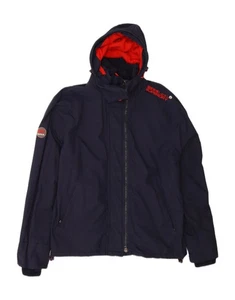 SUPERDRY Mens Windcheater Hooded Windbreaker Jacket UK 44 2XL Navy Blue EK08 - Picture 1 of 5