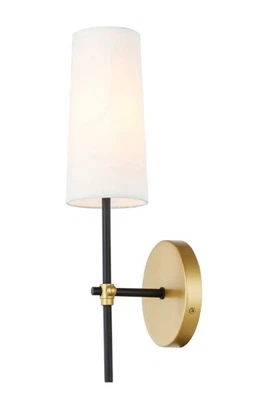 Roseto EGBF54349 Theudosia 1 Light 16" Tall Bathroom Sconce Lamp, Brass & Black - Image 1 of 3
