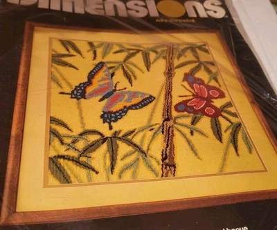 Vintage Butterflies in Bamboo Michael Hague 2168 Needlepoin Kit Wool Yarn - Image 1 of 4
