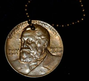 1931 INTERNATIONAL HARVESTER CO REAPER CYRUS HALL MCCORMICK BRASS COIN FOB - Picture 1 of 2