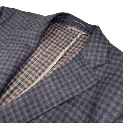 Blazer masculino Ermenegildo Zegna Milano fácil lã/cashmere xadrez azul/roxo • 44L - Imagem 1 de 4