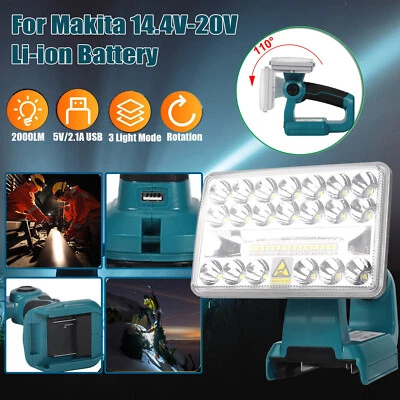 Linterna inalámbrica 18W para batería Makita 18V Li-ion 2000LM luz de trabajo para sitio de trabajo Foto 1 de 4
