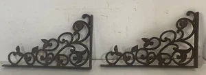 ANTIQUE CAST IRON ORNATE ART NOUVEAU SHELF WALL BRACKETS Pair - Picture 1 of 3