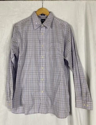 Men's Gap Classic Long Sleeve Plaid Button Front Shirt Size L Large Purple Work - Image 1 of 4
