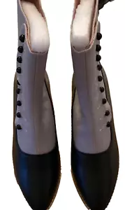 American Duchess Manhattan Grey & Black Side Buttons Boots size 7NIB—#443 - Picture 1 of 7