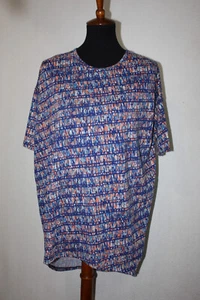 Neu ohne Etikett Lularoe XXS blau orange Kunstdruck Irma T-Shirt - Bild 1 von 6