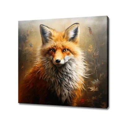 Beautiful Fox Oil Painting Style Vintage Canvas Print, Pet Animal Wall Art - Image 1 of 4