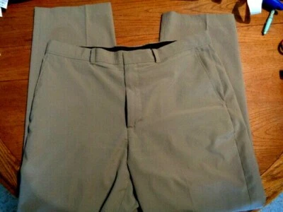 Men's 38x34 Pants Alan Flusser Khaki Tan Long Dress Slacks Pleats Polyester - Image 1 of 4