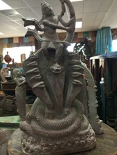 Unique Krishna Dancing on Kaliya Serpent carved Stone Sculpture Artisan Crafted