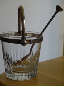 BACCARAT EIN EISKÜBEL KRISTALL SCHNITZER LOTHRINGEN UND LÖFFEL METALL SILBER - Bild 1 von 12