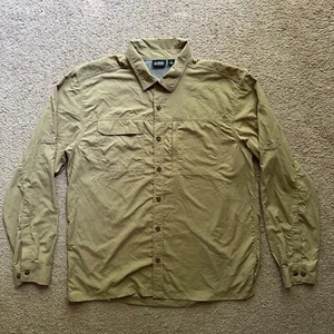 Eastern Mountain Sports Shirt Mens Large Button Up Vented Nylon Light Brown - Picture 1 of 11
