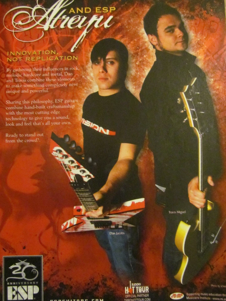 Atreyu, guitarras ESP, anuncio promocional de página completa Foto 1 de 1