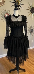 Sandra Mansour x H&M Small Black Lace Tulle Lace Mesh Dress Goth Steampunk - Picture 1 of 15