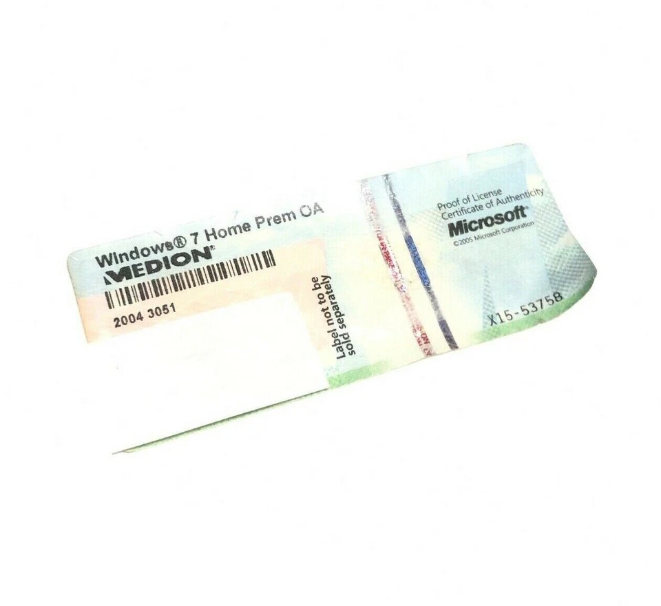 Windows 7 Home Premium Lizenz 32bit / 64bit Aufkleber - Bild 1 von 1