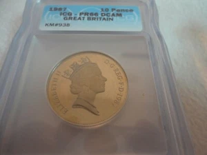  1987 10 Pence PR66 DCAM ICG Great Britain lists $375.00  rare in this grade  - Picture 1 of 4