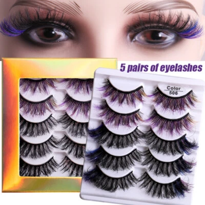 5 Pairs 3D Mink Eyelashes Colorful Mink Lashes Mix Colors False Eyelashes Fluff. - Image 1 of 4