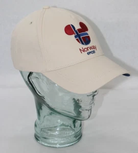 Disney Parks Norway Epcot Mickey Mouse Beige Navy Blue Hat Cap Adult Size NEW - Picture 1 of 6
