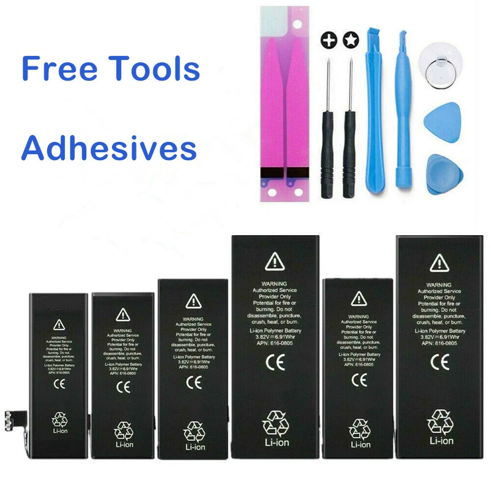 New For iPhone 6 6S 7 8 X XS Plus Replacement Internal Battery Adhesive + Tools - Image 1 of 1