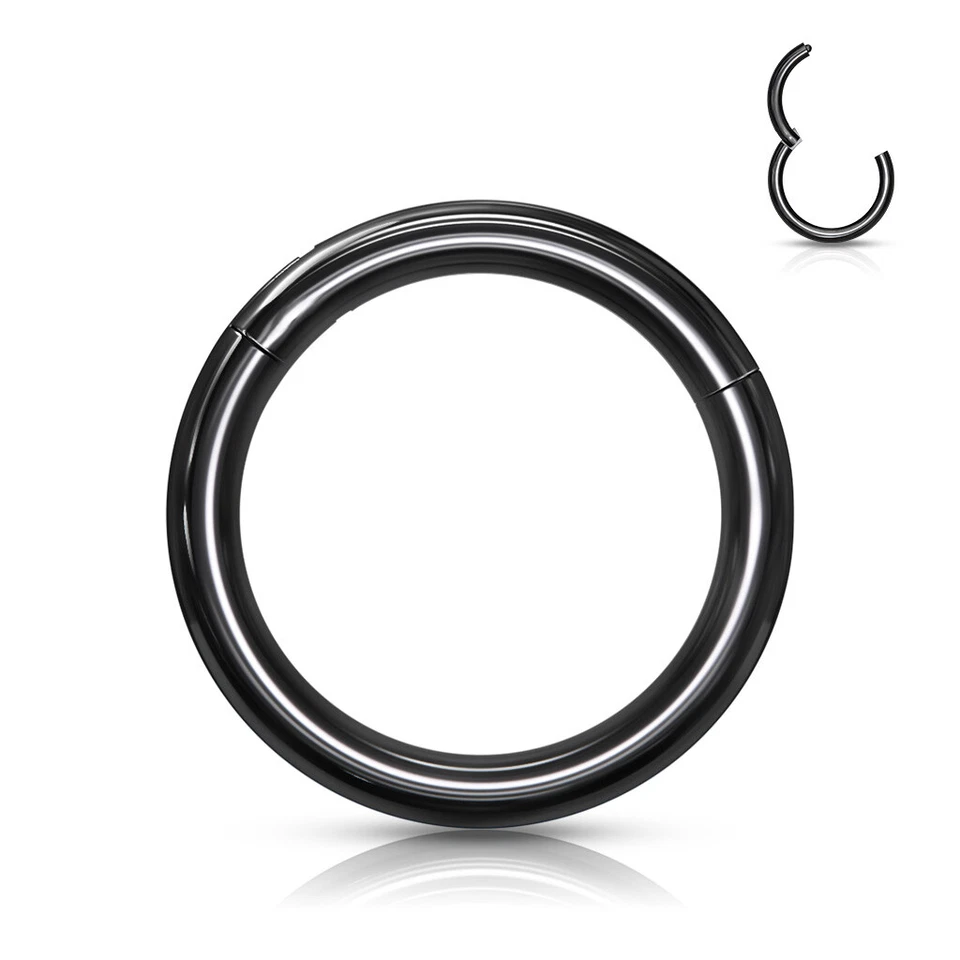Large Gauge Implant Grade Titanium Hinged Hoop Segment Ring Septum - Image 1 of 4
