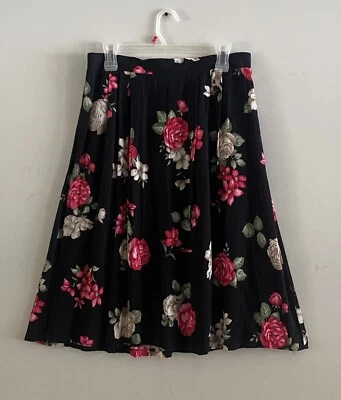 Falda midi vintage Jaclyn Smith para mujer floral rosa negra años 90’s grande Cottagecore Foto 1 de 4