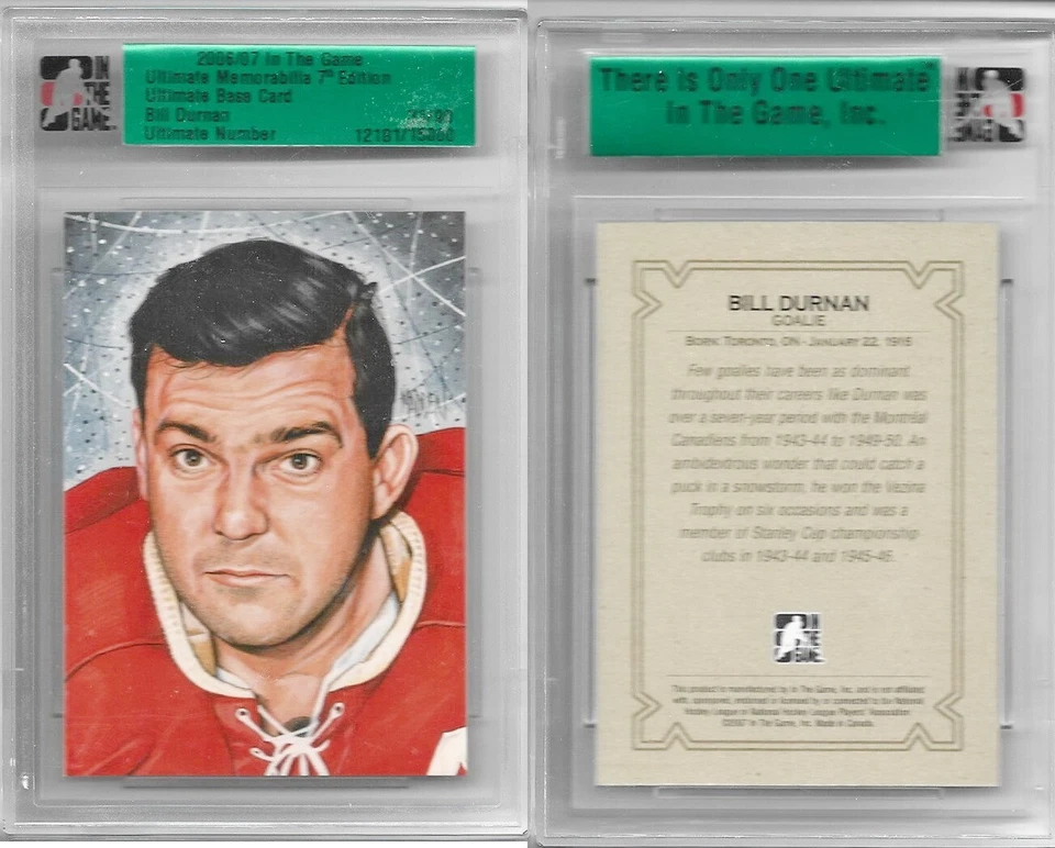 Bill Durnan Montreal Canadiens 2006/07 ITG Ultimate Memorabilia 31/90 No# - Image 1 of 1