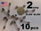 10pcs - FUSE glass 2A slow blow - pinball machine / tube amp - 250v T2A