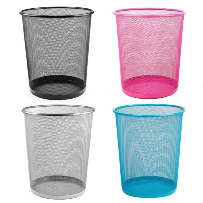 SINOBA Papierkorb Mülleimer Abfalleimer Papiereimer Metall schwarz silber pink 18 L