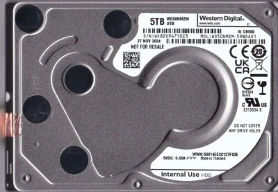 WD50NMZM-59BDAS1 sn: WX82D9 NOV / 2024 5TB 2.5" USB-C Western Digital Spyglass-3 - Image 1 of 4