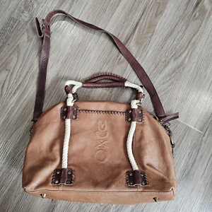 Muxo by Camila Alves Brown Tan Leather Satchel w Rope Detail - Picture 1 of 4