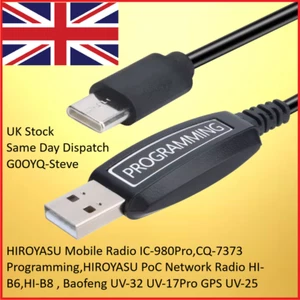 Kabel USB HIROYASU IC-980pro CQ-7373 HI-B8 HI-B6 Poc Baofeng UV32 UV-17Pro GPS - Zdjęcie 1 z 3