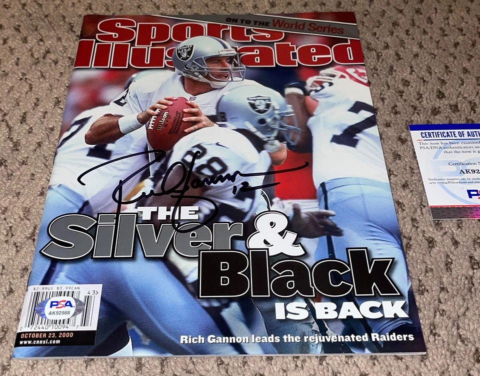 RICH GANNON SIGNED SPORTS ILLUSTRATED PSA AUTOGRAPH MAGAZIN RAIDERS FOOTBALL - Image 1 of 1