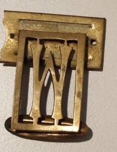 antikes Messing Erkennungsschild Taschenetikett für Handtasche Buchstabe W - Bild 1 von 7