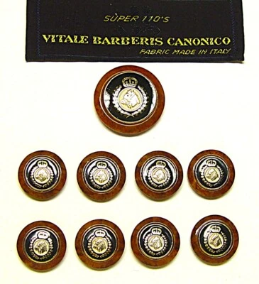 VITALE BARBERIS CANONICO replacement buttons 9 black /white enamel Tan stone rim - Image 1 of 4