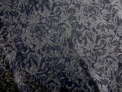 Pigskin leather suede hide Bronze on Black Victorian Floral Scroll Print - Image 1 of 4