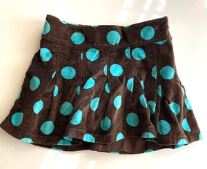 Girls' Gap Kids Velvet Pleated Brown Blue Polka Dot Adj. Waist Skirt ~ Size 5 - Picture 1 of 5