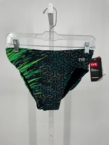 TYR Sport Men Synergy All Over Racer Swim Brief 34 Green Chlorine Proof RSYYS7AS - Picture 1 of 5