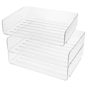 Stackable Office Letter Organizer Desk Tray Clear Letter Tray Desk Paper - Picture 1 of 12