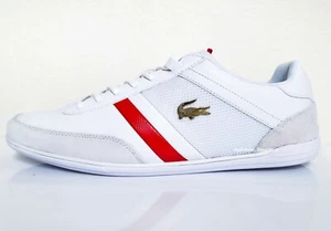 LACOSTE Giron 0721 1 Men's Casual Leather Fashion Shoes Sneakers White Red - Picture 1 of 10