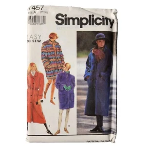 Simplicity #7457 Misses Lined Long Coat Two Lengths Uncut Sewing Pattern PT-XL - Picture 1 of 7
