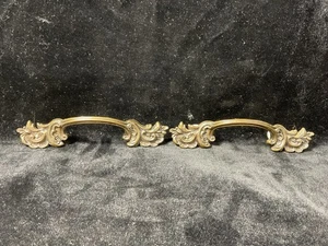 Tirador de cajón de latón temático hoja provincial francés vintage rescatado #17 - Imagen 1 de 8