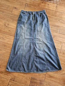 Old Navy Denim Jean Maxi Skirt Women's Size 12 Y2K 100% Cotton Vintage Bohemian - Imagen 1 de 5